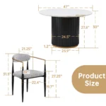 Luxury Faux Marble Dining Set – 47″ Round Table with 4 Bouclé Armchairs – Perfect for Modern Living - Image 6