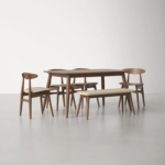 Teak Wood Dining Table Set - 6 Seater with 4 Chairs & 1 Bench Natural Finish - Image 13