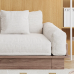 Mango Wood Upholstered Sleeper Sofa Cum Bed - Stylish & Comfortable Fabric Design - Image 6