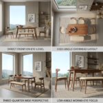 Teak Wood Dining Table Set - 6 Seater with 4 Chairs & 1 Bench Natural Finish - Image 21