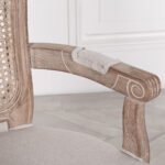 Handcarved Wooden Arm Dining Chair with Rattan Back | French Louis XVI Style - Image 5