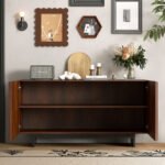 Modern Wooden Sideboard with Vertical Slatted Design | Stylish Storage Cabinet for Living Room or Entryway - Image 4