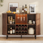 Mango Wood Bar Cabinet with Adjustable Shelves & RGB Lights - Image 9
