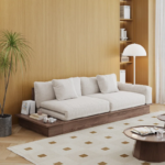 Mango Wood Upholstered Sleeper Sofa Cum Bed - Stylish & Comfortable Fabric Design