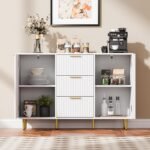 Mango Wood Sideboard with 3 Drawers and 2 Doors - White Finish - Image 6