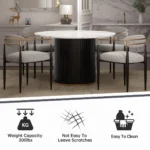 Luxury Faux Marble Dining Set – 47″ Round Table with 4 Bouclé Armchairs – Perfect for Modern Living - Image 4