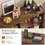 Mango Wood Bar Cabinet with Adjustable Shelves & RGB Lights - Image 8