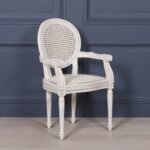 Elegant Handcarved White Cane Chair | Classic French Design | Art of Rajasthan - Image 4