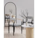 Luxury Faux Marble Dining Set – 47″ Round Table with 4 Bouclé Armchairs – Perfect for Modern Living - Image 3
