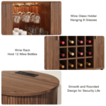 Mango Wood Bar Cabinet with Adjustable Shelves & RGB Lights - Image 7