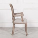 Handcarved Wooden Arm Dining Chair with Rattan Back | French Louis XVI Style - Image 4