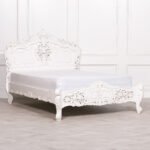 Baroque-Inspired Handcarved White Wooden Bed | King & Queen Sizes | Art of Rajasthan - Image 3