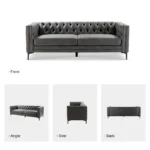 Leather Upholstered Chesterfield Tufted 3-Seater Sofa | Elegant, Comfortable Seating for Living Room - Image 6