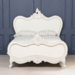 Rococo-Inspired Handcarved White Wooden Bed | Art of Rajasthan - Image 2