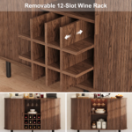 Mango Wood Bar Cabinet with Adjustable Shelves & RGB Lights - Image 6