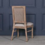 Handcarved Wooden Rattan Dining Chair with Armrests | French Louis XVI Style - Image 3