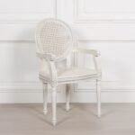 Elegant Handcarved White Cane Chair | Classic French Design | Art of Rajasthan - Image 2