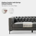 Leather Upholstered Chesterfield Tufted 3-Seater Sofa | Elegant, Comfortable Seating for Living Room - Image 4