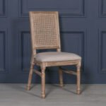 Handcarved Wooden Rattan Dining Chair with Armrests | French Louis XVI Style - Image 2