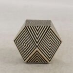 Bone Inlay Side Table - Hexagonal  Shape Black and White Stripe Design for Modern Interiors - Image 5