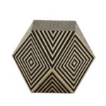Bone Inlay Side Table - Hexagonal  Shape Black and White Stripe Design for Modern Interiors - Image 6