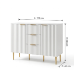Mango Wood Sideboard with 3 Drawers and 2 Doors - White Finish - Image 4