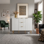 Mango Wood Sideboard with 3 Drawers and 2 Doors - White Finish