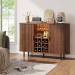 Mango Wood Bar Cabinet with Adjustable Shelves & RGB Lights - Image 10