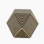 Bone Inlay Side Table - Hexagonal  Shape Black and White Stripe Design for Modern Interiors - Image 2