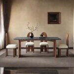 Solid Wood Rectangular Stone Top Dining Table with 4 Chairs 63" - Image 12