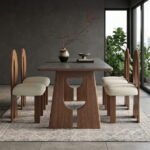 Solid Wood Rectangular Stone Top Dining Table with 4 Chairs 63" - Image 14