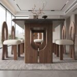 Solid Wood Rectangular Stone Top Dining Table with 4 Chairs 63" - Image 13