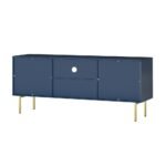 Mango Wood Media TV Unit Cabinet with 1 Drawer & 2 Doors – Indigo Blue | Modern Entertainment Unit - Image 10