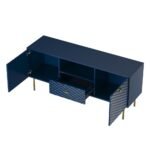 Mango Wood Media TV Unit Cabinet with 1 Drawer & 2 Doors – Indigo Blue | Modern Entertainment Unit - Image 5