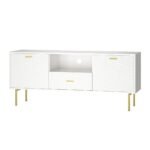 Mango Wood Media TV Unit Cabinet with 1 Drawer & 2 Doors – Indigo Blue | Modern Entertainment Unit - Image 3