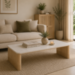 Oak Wood Square Coffee Table – White Oak Finish | Modern Wooden Coffee Table - Image 2
