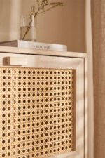 Solid Wood Cane Shoe Rack with Inside Rack – Natural Finish | Wooden Shoe Storage Cabinet - Image 8