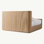 Solid Wood King Size Bed – Fluted Design Natural Finish | Modern Wooden Bed Frame - Image 7