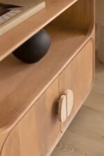 Mango Wood Bookshelf Display Cabinet with Storage Unit – Natural Finish | Modern Wooden Bookcase - Image 7