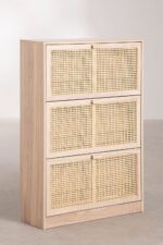Solid Wood Cane Shoe Rack with Inside Rack – Natural Finish | Wooden Shoe Storage Cabinet - Image 2