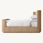 Solid Wood King Size Bed – Fluted Design Natural Finish | Modern Wooden Bed Frame - Image 5