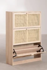 Solid Wood Cane Shoe Rack with Inside Rack – Natural Finish | Wooden Shoe Storage Cabinet - Image 7