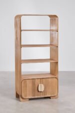Mango Wood Bookshelf Display Cabinet with Storage Unit – Natural Finish | Modern Wooden Bookcase - Image 2