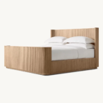 Solid Wood King Size Bed – Fluted Design Natural Finish | Modern Wooden Bed Frame - Image 6