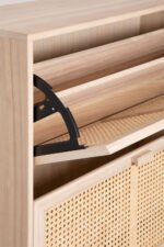 Solid Wood Cane Shoe Rack with Inside Rack – Natural Finish | Wooden Shoe Storage Cabinet - Image 5