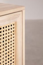 Solid Wood Cane Shoe Rack with Inside Rack – Natural Finish | Wooden Shoe Storage Cabinet - Image 4