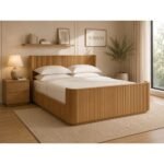 Solid Wood King Size Bed – Fluted Design Natural Finish | Modern Wooden Bed Frame - Image 4
