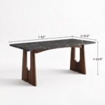 Solid Wood Rectangular Stone Top Dining Table with 4 Chairs 63" - Image 8