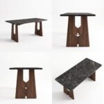 Solid Wood Rectangular Stone Top Dining Table with 4 Chairs 63" - Image 7