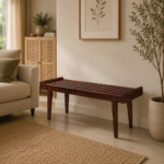 Solid Wood Bench – Dark Walnut Finish | Modern Wooden Bench for Home